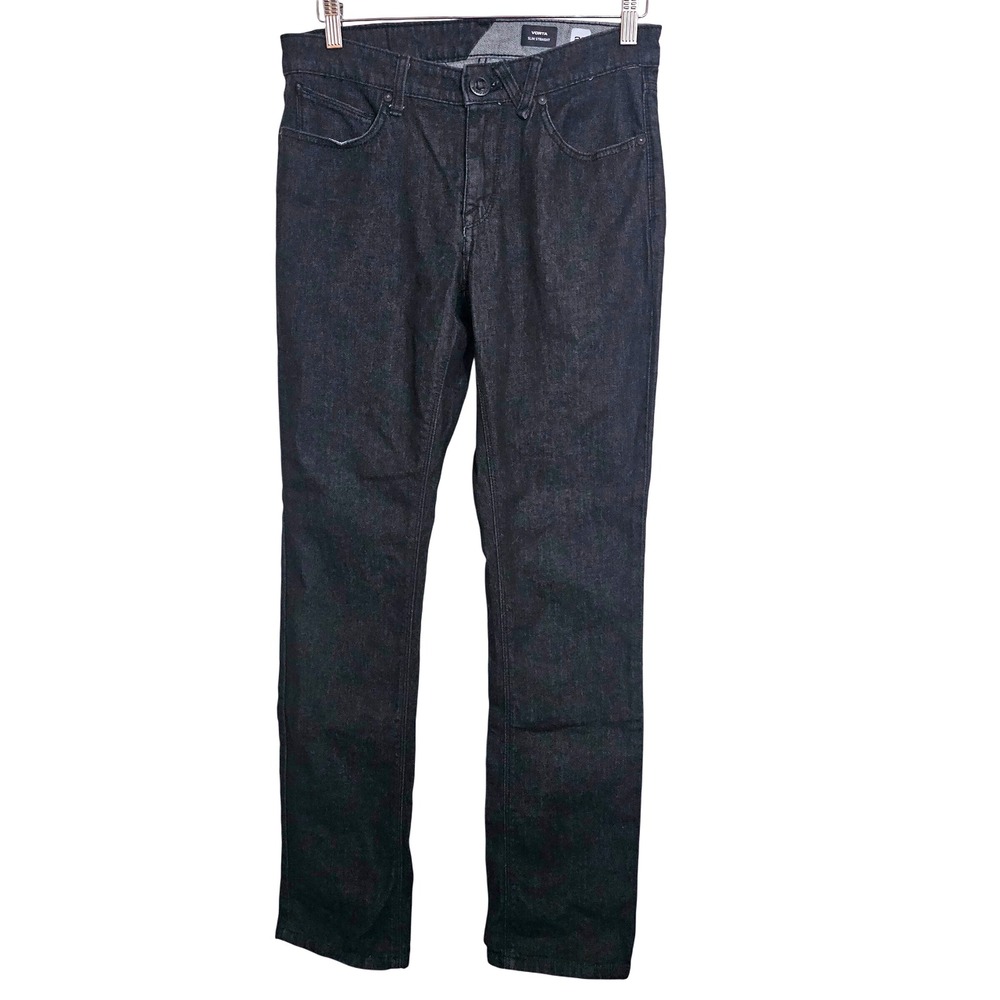 Volcom Vorta‎ Slim Straight Dark Wash Denim Jeans Mens 29 Street Skater Black
